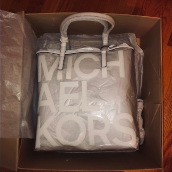 Michael Kors Large Graphic Logo Print Clear Tote Bag